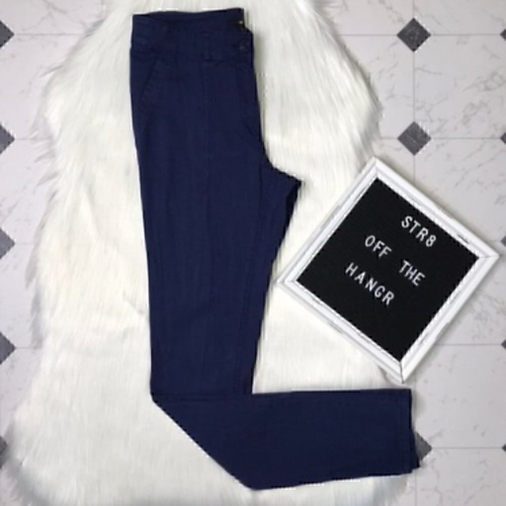 H&M blue high waisted pleated skinny pants size 6